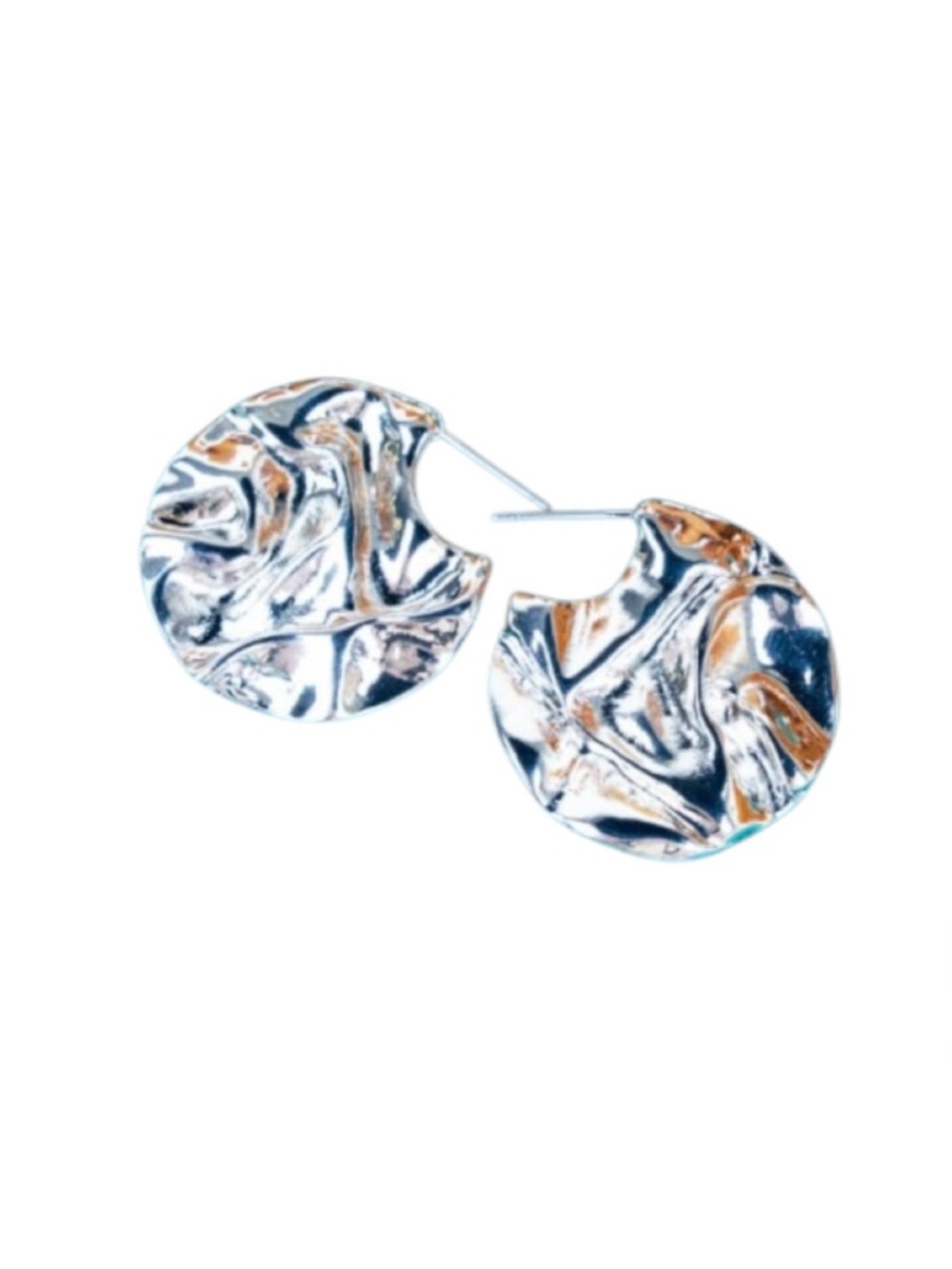 No. 3 Fifth Avenue Affair Silver Tone Disk Stud Earrings (NWT)